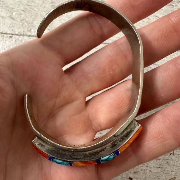 Vintage Kachina Native American Raise Coral Turquoise Sterling CJ Cuff Bracelet - Picture 9 of 10